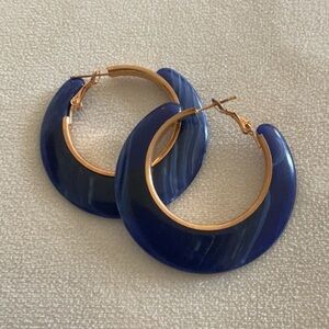 Dark blue hoop earrings